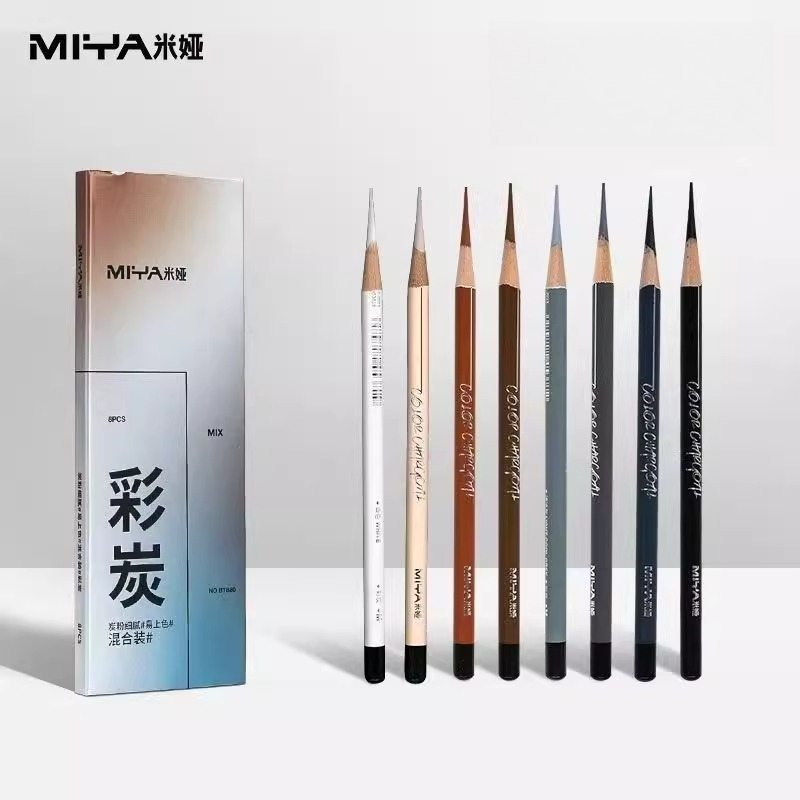 Sketching Charcoal Set - MIYA Renkli Kömür Kalemler 8 Karışık