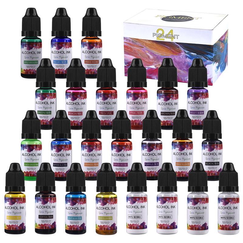 Alcohol Ink Set - 24 renk/Set 10ml reçine Pigment sanat