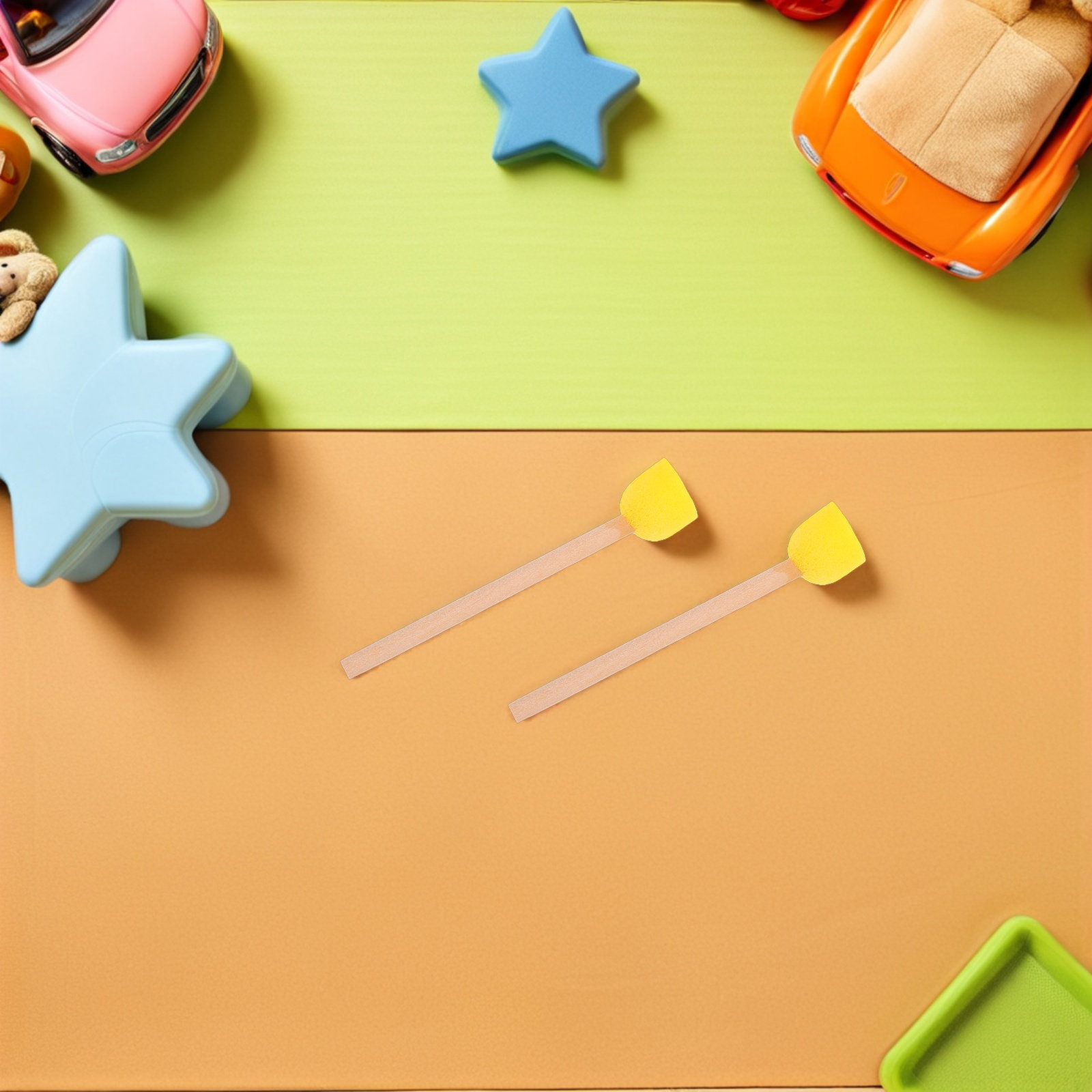 Art Craft For Preschoolers - 80 Adet Yuvarlak Sünger Fırçalar Ahşap