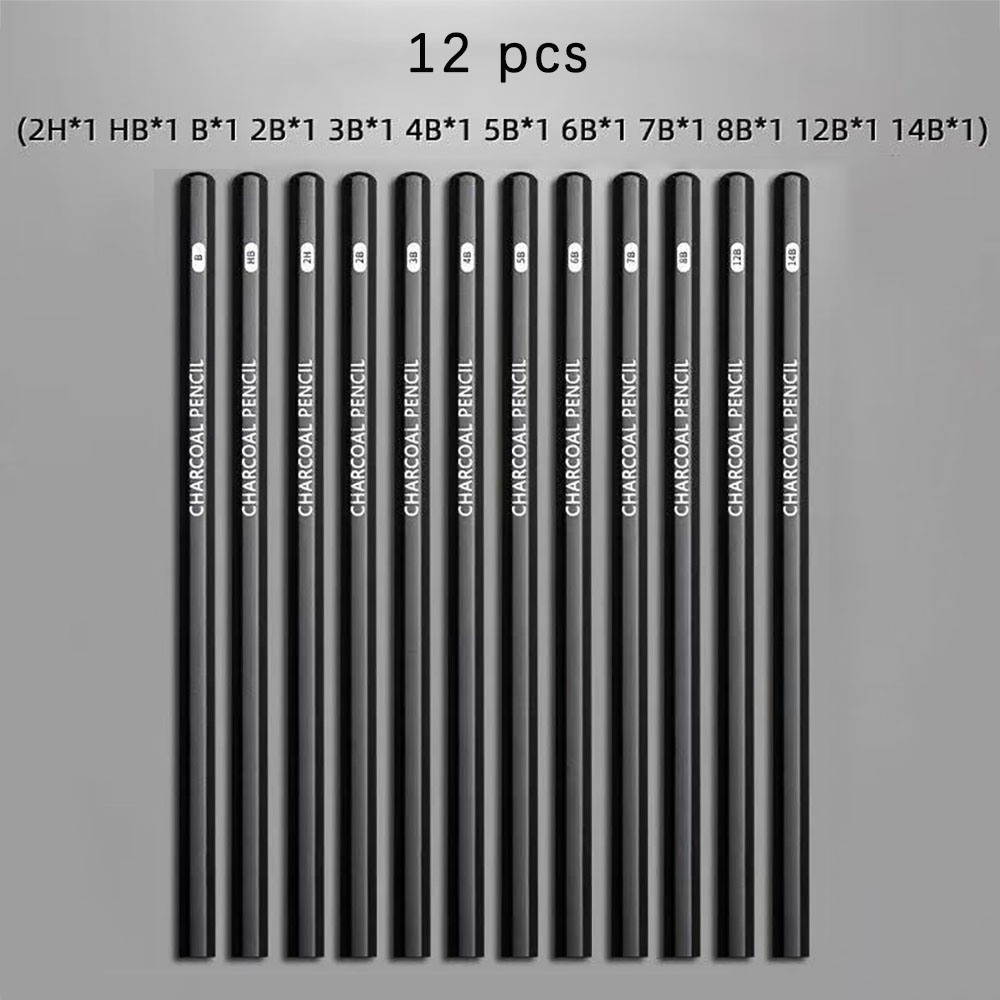 Sketching Charcoal Set - Öğrenciler için 12 parçalı eskiz kalemi,