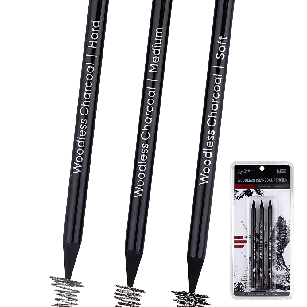 Sketching Charcoal Set - 3 adet Woodless Grafit Kalem Seti