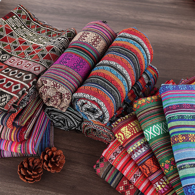 Art Craft Upholstery - Etnik Tarzı Polyester Jakarlı Retro Kumaş