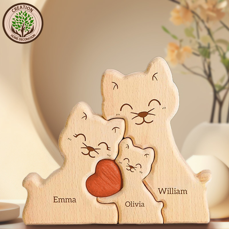 Art Craft 2 Year Olds - Ahşap Kedi Sanat Bulmaca Sıcak Aile
