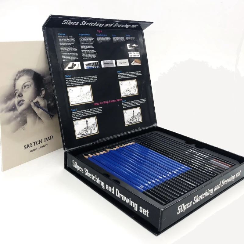 50 adet Eskiz Kalem Seti Ahşap - Sketching Charcoal Set incelemesi ve fiyatı