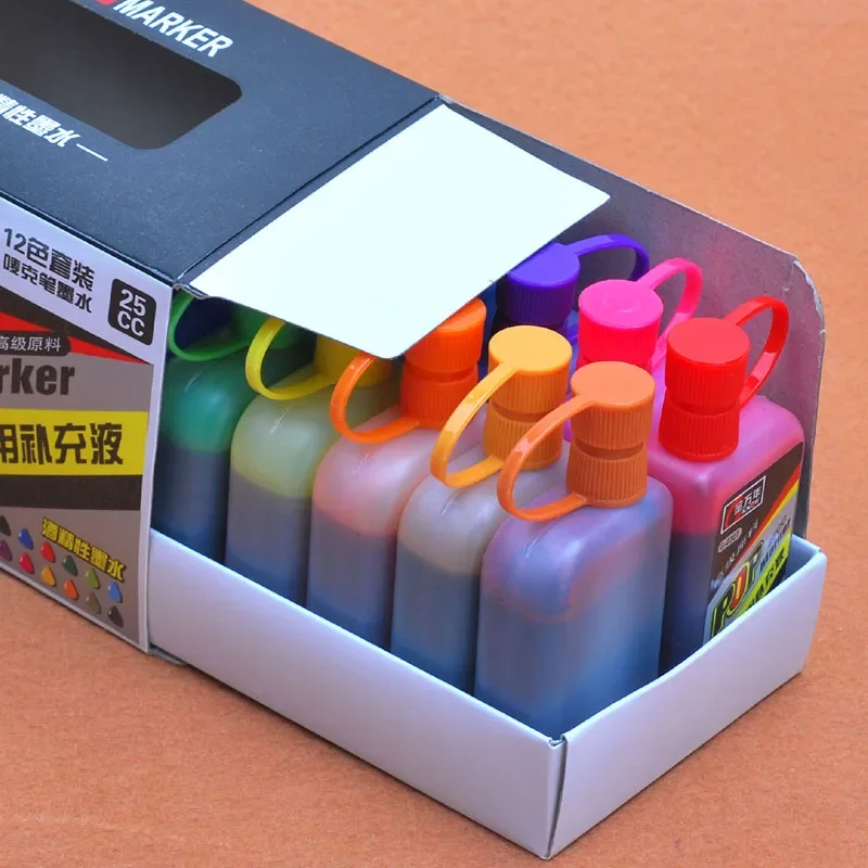 12 renk 25ml şişelenmiş işaret - Alcohol Ink Set incelemesi ve fiyatı